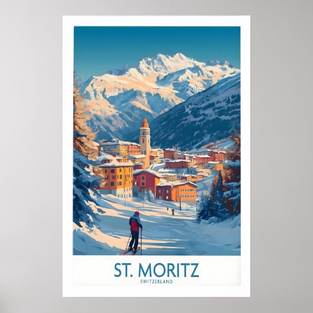 Affiches de ski d'art mural de St Moritz 1 (Devant)