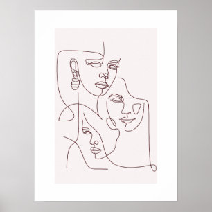 Affiches de visages d'art en ligne minimaliste W