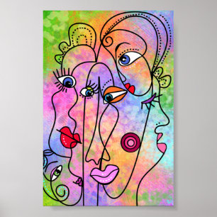 Affiches de visages de femmes abstraites Humeurs S