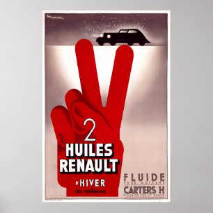Affiches de voiture vintage Huiles Renault