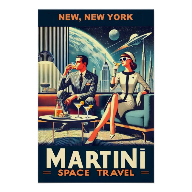 Affiches de voyage dans l'espace Martini, New York (Devant)