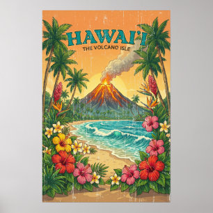 Affiches de voyage vintage hawaïennes - Île d'Hawa