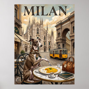 Affiches de voyage vintage Milan Italie Chien