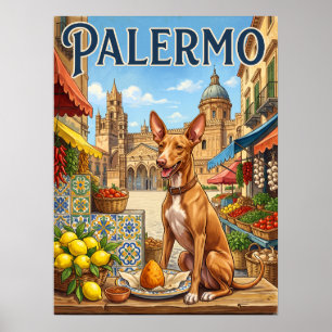 Affiches de voyage vintage Palermo Sicile Chien