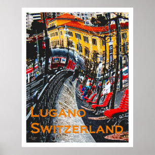 Affiches de voyage Wacky - Lugano Suisse
