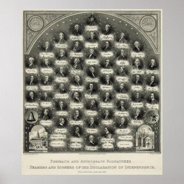 Affiches Déclaration d'indépendance Portraits Signatures (Devant)