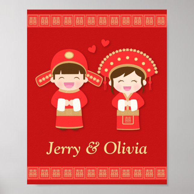 Affiches Décor Chinois Couple Mariage typique (Devant)