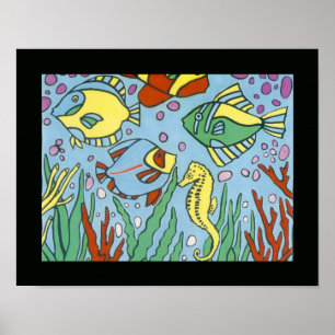 Affiches Décor d'art des poissons colorés