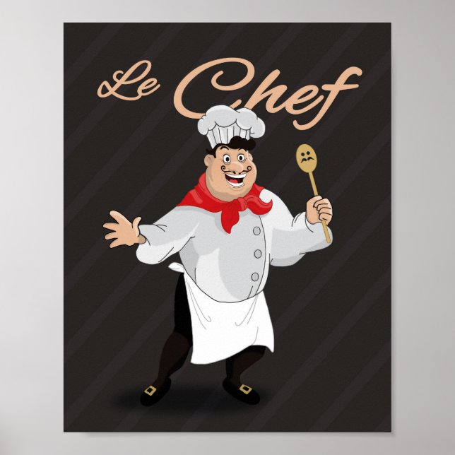 Affiches Décor de cuisine Illustration du chef français (Devant)