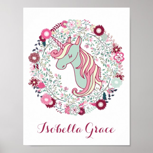 Affiches Décor de pépinière Art Unicorn adorable (Devant)
