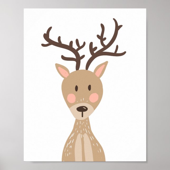 Affiches Deer Woodland Animal Nursering Wall Art Imprimer (Devant)