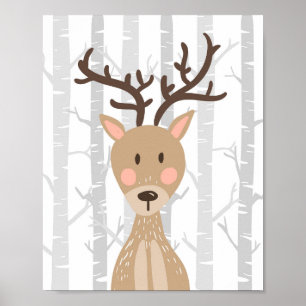 Affiches Deer Woodland Animal Nursering Wall Art Imprimer