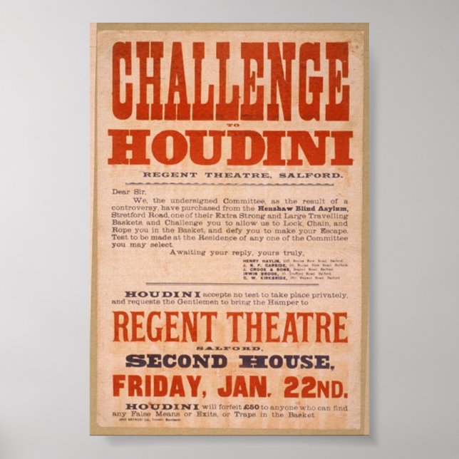 Affiches Défi Houdini (Devant)