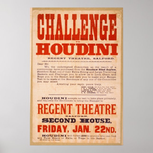 Affiches Défi Houdini (Devant)