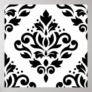 Affiches Défiler Damask Grand Design (B) Noir sur Blanc