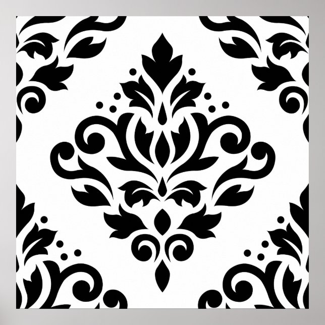 Affiches Défiler Damask Grand Design (B) Noir sur Blanc (Devant)