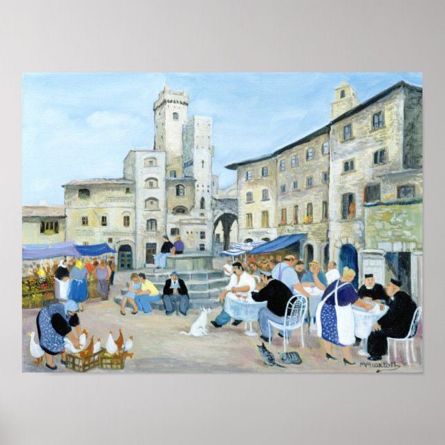 Affiches Déjeuner dans un Carré de marché Toscane (Devant)