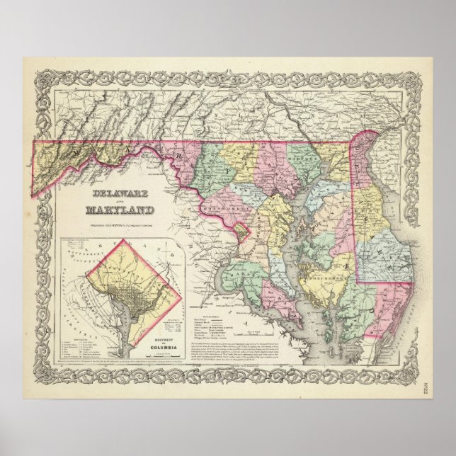 Affiches Delaware et Maryland avec District de Columbia (Devant)