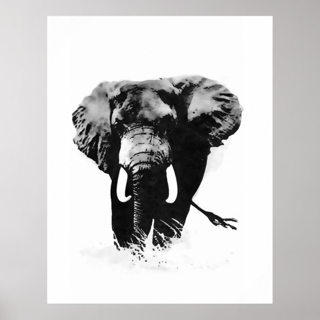 Affiches d'éléphant B&W Imprimantes (Devant)
