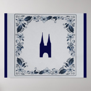 Affiches Delft blue tile Eastern Gate dans Delft