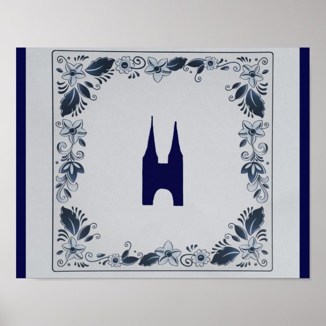 Affiches Delft blue tile Eastern Gate dans Delft (Devant)