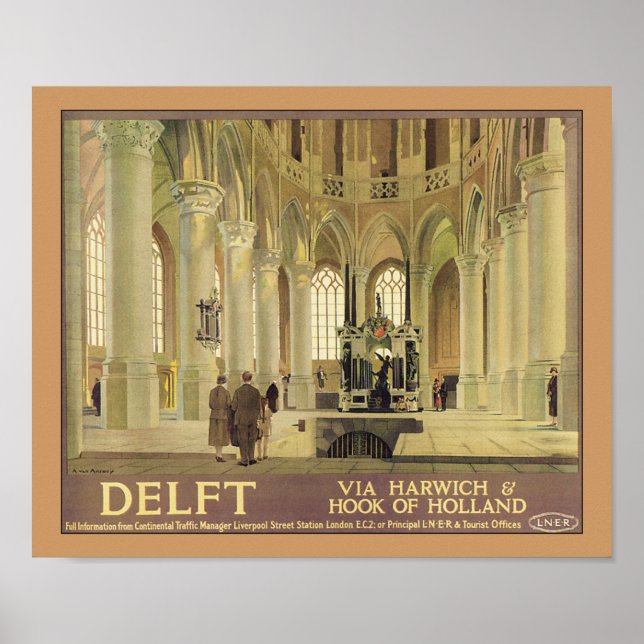 Affiches Delft - via Harwich & Hook de Hollande (Devant)