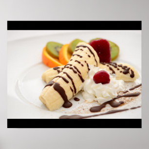 Affiches Délicieuse Crème à l'arc et dessert à la banane
