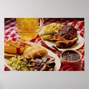 Affiches Délicieux boeuf barbecue sur un kaiser bun