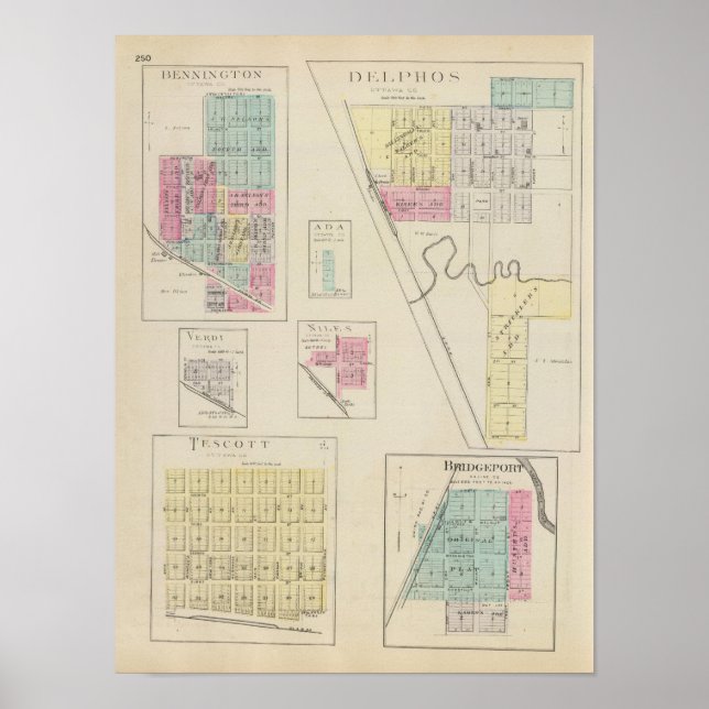 Affiches Delphos, Bennington, Ada, Verdi, Niles, Kansas (Devant)