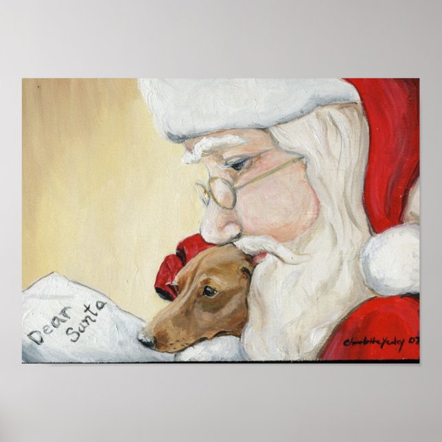 Affiches Demande d'impression Père Noël de Dachshund (Devant)