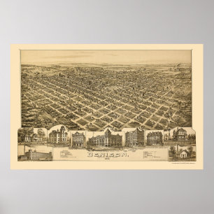 Affiches Denison, TX Panoramic Map - 1891