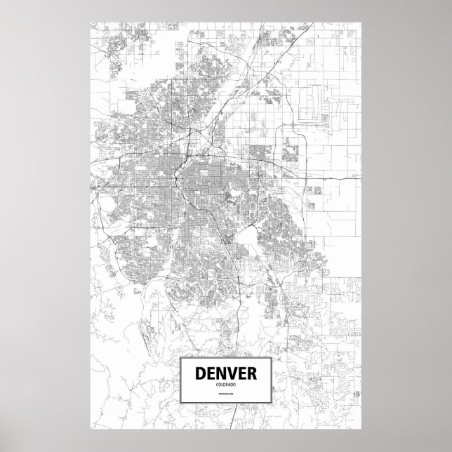 Affiches Denver, Colorado (noir sur blanc) (Devant)