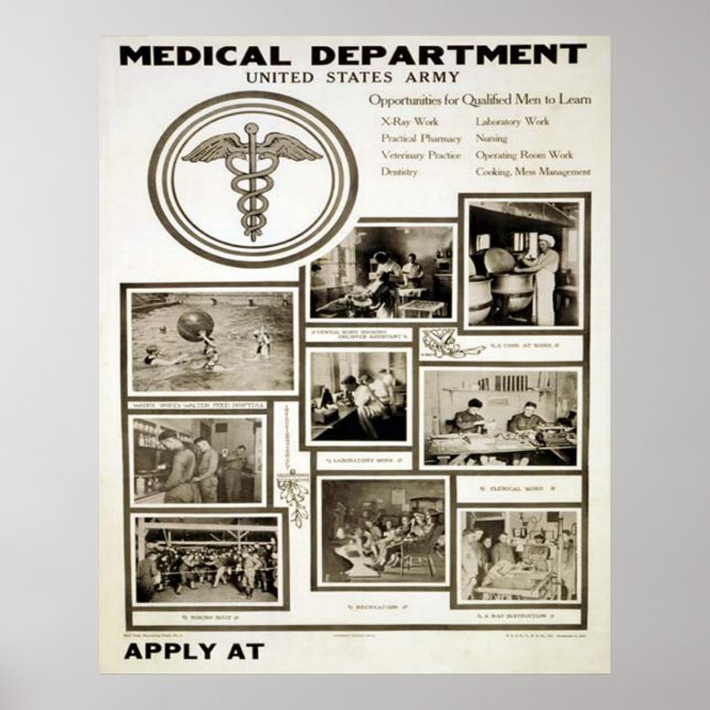 Affiches Département Médicale de l'armée américaine (Devant)