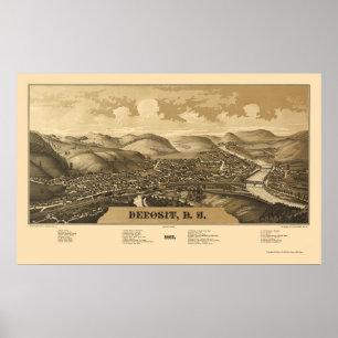 Affiches Dépôt, NY Carte Panoramique - 1887