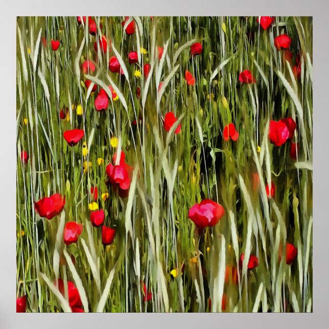 Affiches Des Pépites Rouges Dans Une Peinture En Champ Roul (Devant)