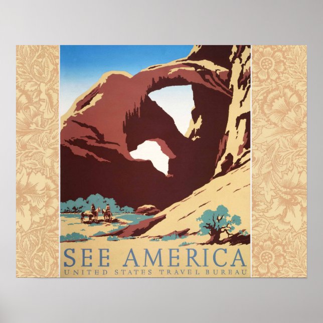 Affiches Désert de Cowboy Chevaux Vintages de l'Ouest (Devant)