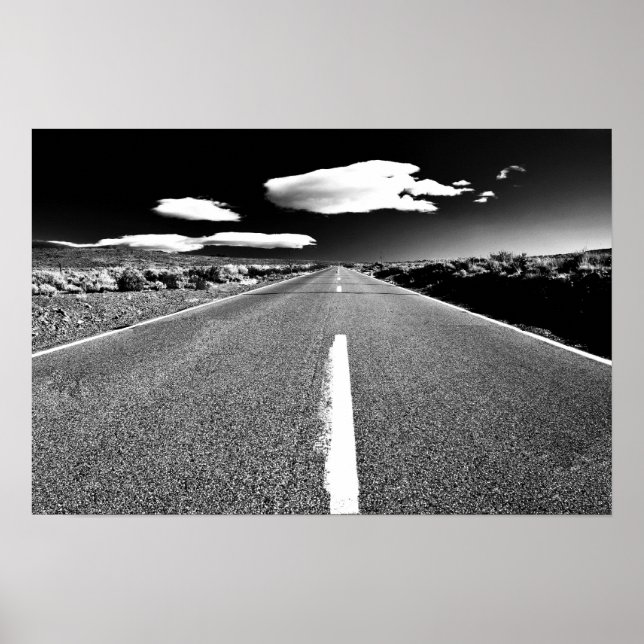 Affiches Desert Road en noir et blanc (Devant)