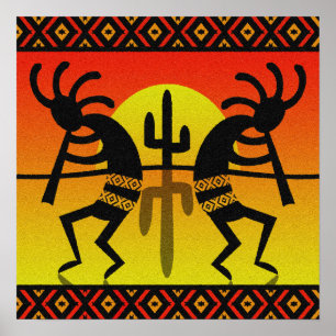 Affiches Desert Sun Cactus Sud-ouest Kokopelli Wall Art