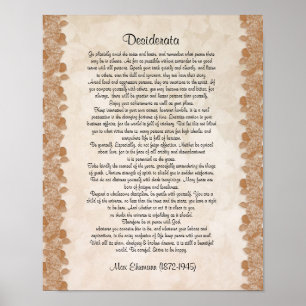 Affiches Desiderata "choses désirées" parchemin floral