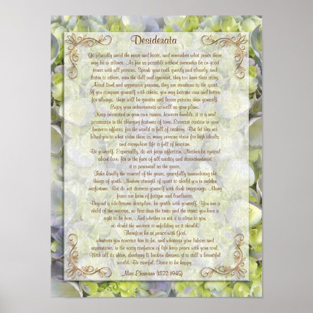 Affiches Desiderata "choses désirées", prose floral (Devant)