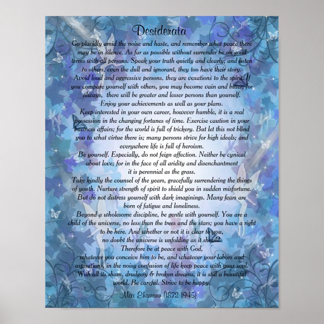 Affiches Desiderata "desired things" Blue Fairie background (Devant)