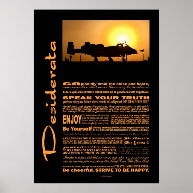 Affiches Desiderata Poem Desiderata A-10 Thunderbolt (Devant)