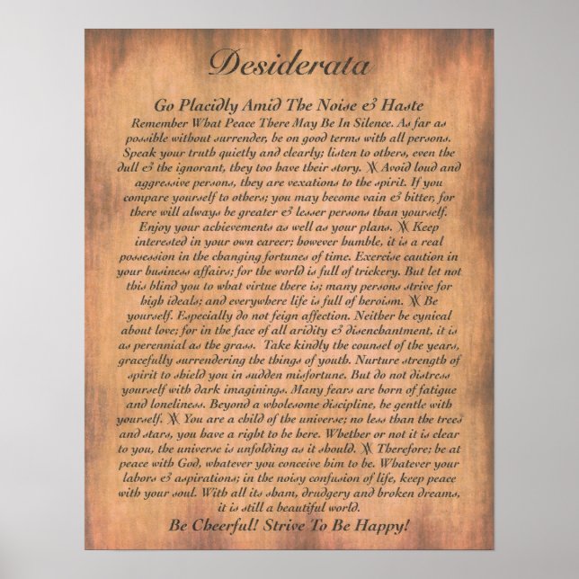 Affiches DESIDERATA Poem=Max Ehrmann=Collection Parchment (Devant)
