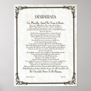 Affiches DESIDERATA Poem=Max Ehrmann=Collection Parchment