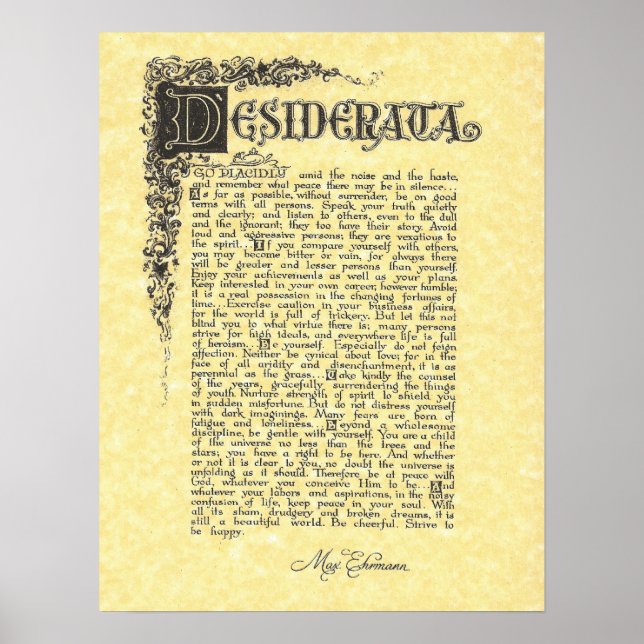 Affiches DESIDERATA Poem=Max Ehrmann=Collection Parchment (Devant)