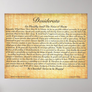 Affiches DESIDERATA Poem=Max Ehrmann=Fossilisé