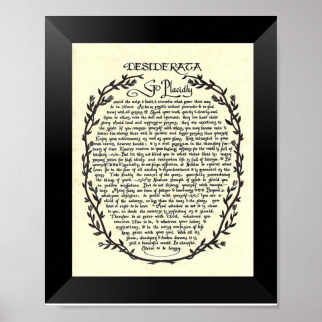Affiches DESIDERATA Poème de Max Ehrmann (Devant)