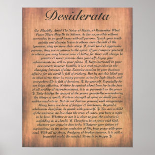 Affiches DESIDERATA sur la planche en bois