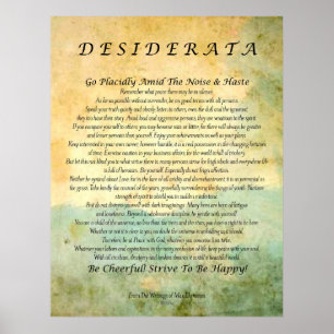 Affiches Desiderata sur l'aquarelle verte d'abrégé sur