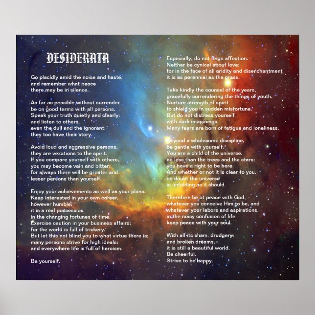 Affiches Desiderata sur Tulip Galaxy (Devant)